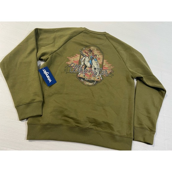 Wrangler Men's Olive Drab Logo Crewneck Sweatshirt 112368631 Sz Medium - Picture 1 of 5
